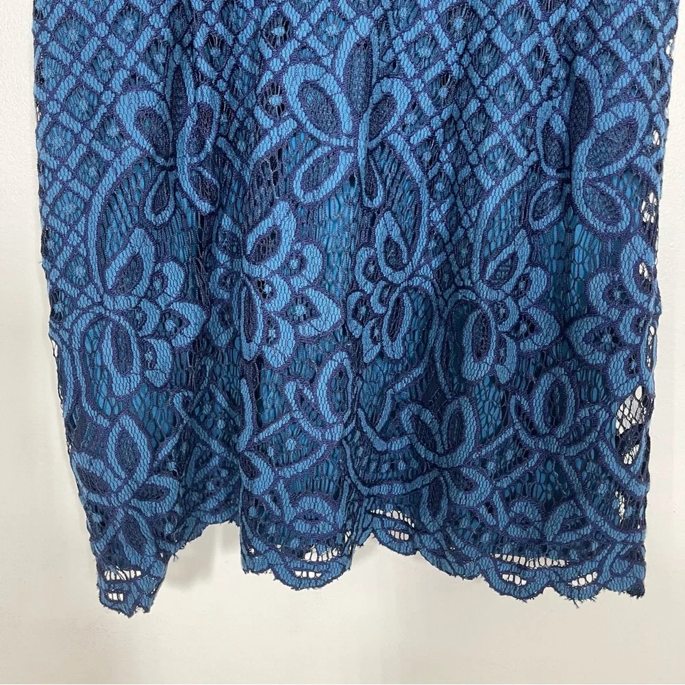 Free People One Million Lovers Lace Mini Dress V-Neckline Blue Sz 2 - Picture 8 of 16
